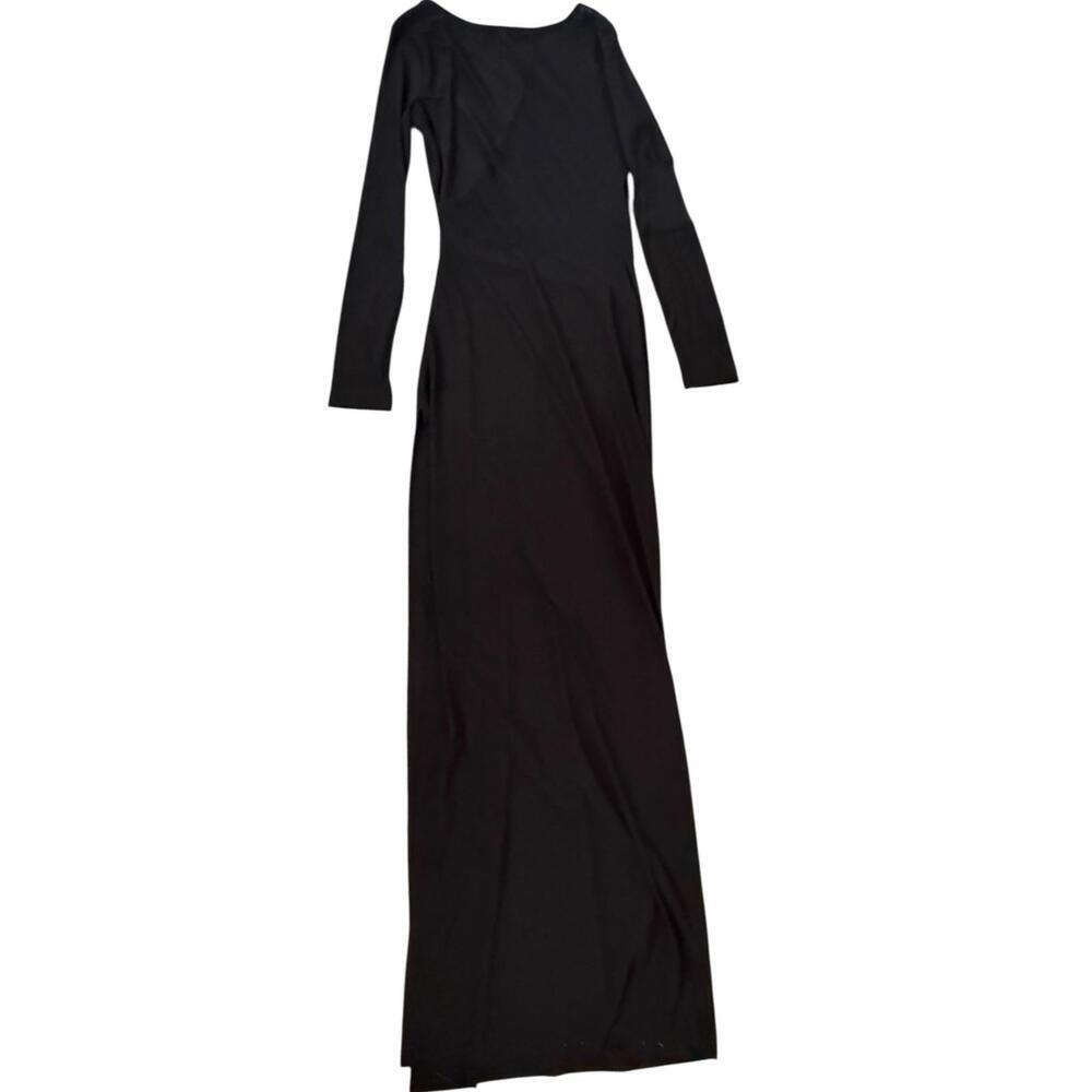 Fora Black Long Sleeve Maxi Dress with Side Slit – Size L